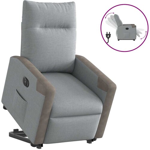 VidaXL Električni naslonjač na podizanje svjetlosivi od tkanine Slike
