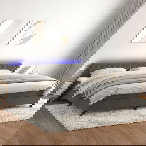 vidaXL Krevet box spring s madracem LED tamnosivi 200x200 cm baršun Cijene