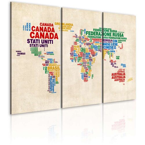  Slika - Italian names of countries in vivid colors - triptych 60x40 Cijene