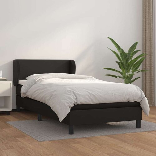  Box spring postelja z vzmetnico črn 90x190 cm umetno usnje, (20725936) Slike