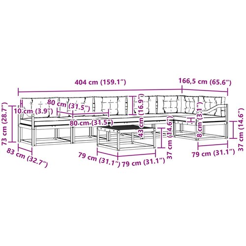  Set vanjskih sofa 7 kom. Bijela i antracit Poliester Slike