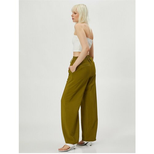 Koton Wide Leg Trousers with Tie Waist Viscose Blend. Textured. Slike