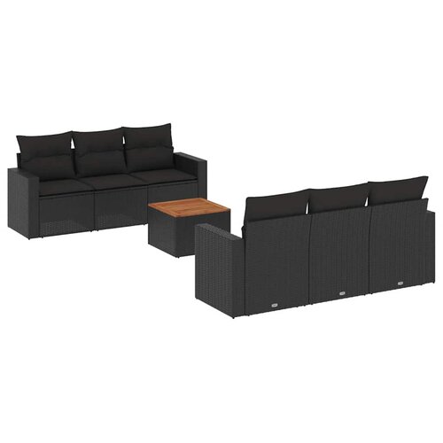  7-dijelni set vrtnih sofa od poliratana s jastucima crni Crna 66 x 62 x 69 cm Slike