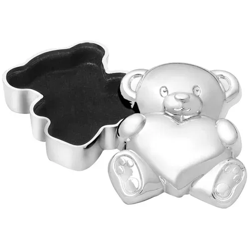 Zilverstad Metalna kutijica za prvi mliječni zub u sjajno srebrnoj boji 6x5x2 cm Bear with Heart –