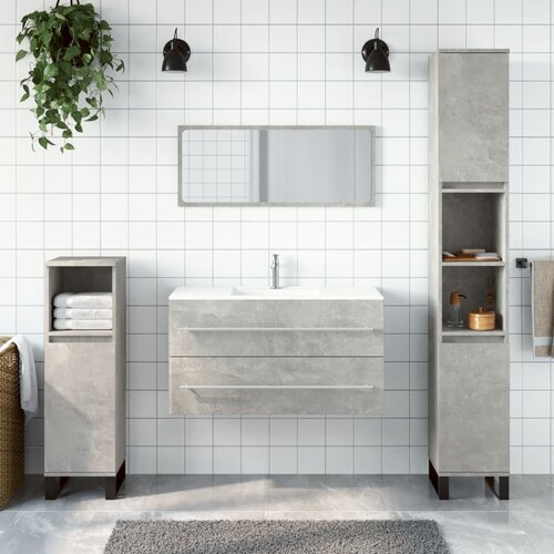 The Living Store Kopalni&amp;scaron;ka omarica z ogledalom betonsko siva inženirski les - Kopalni&amp;scaron;ka Omarica Z Ogledalom, (21436787) Slike