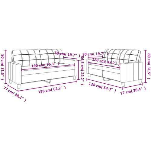  2-dijelni set sofa s jastucima sivi od umjetne kože Slike