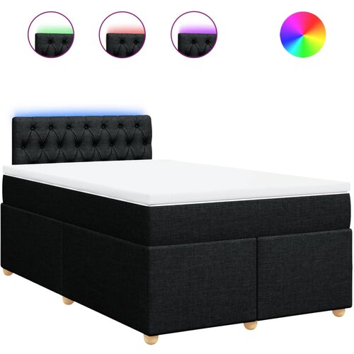 VidaXL Krevet box spring s madracem crni 120 x 190 cm od tkanine Slike