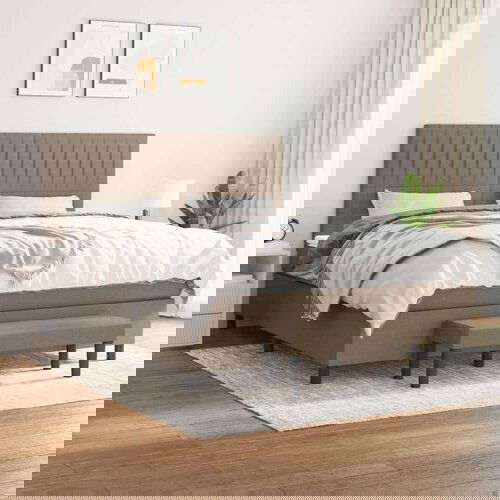  Box spring postelja z vzmetnico taupe 160x200 cm blago, (20896430) Cene