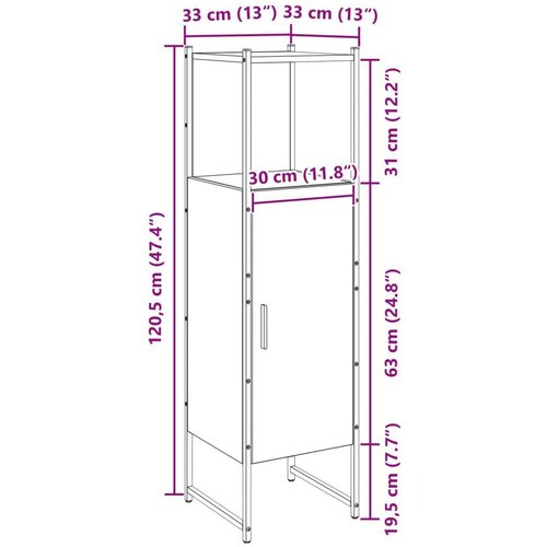  ormar za kupaonicu hrast 33x33x120 5 cm konstruirano drvo Slike