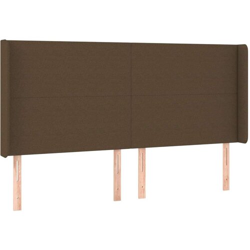  Uzglavlje s u&amp;scaron;ima tamnosmeđe 203x16x118/128 cm od tkanine Slike