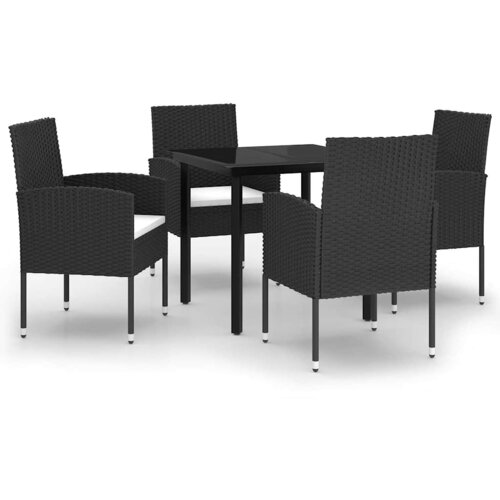  5-dijelni vrtni blagovaonski set crni Crna 80 cm table length Slike