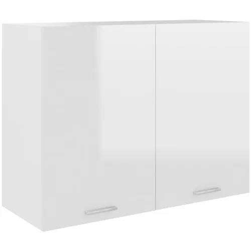 vidaXL Viseča omarica visok sijaj bela 80x31x60 cm iverna plošča