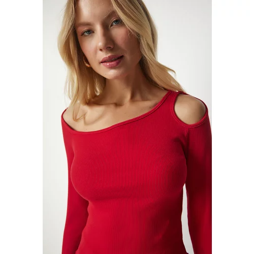 Happiness İstanbul Women's Red Cut Out Detailed Knitted Blouse