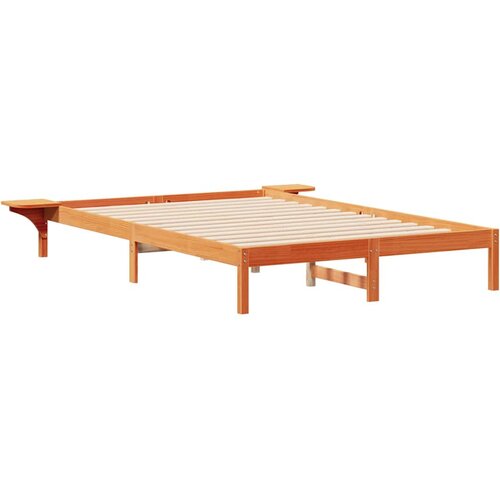 vidaXL Posteljni okvir s stranskimi omaricami Voskast rjav, (5000084759) Cene