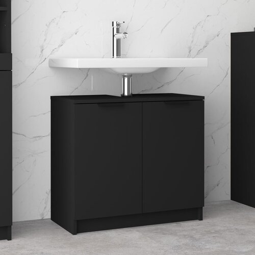 VidaXL Kopalni&amp;scaron;ka omarica črna 64,5x33,5x59 cm konstruiran les Slike