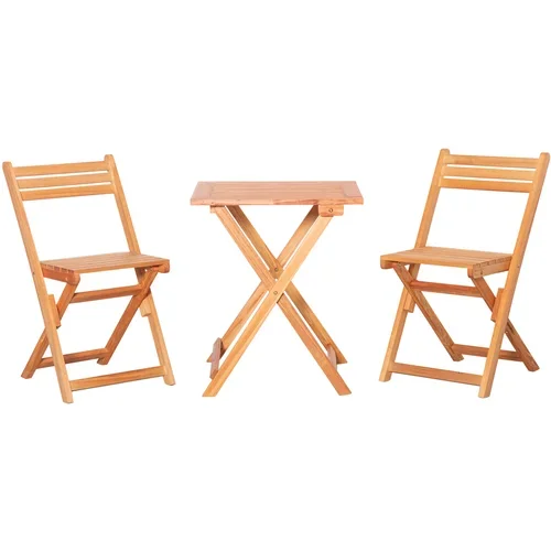 Outsunny 3 kosi zložljivega kompleta lesene vrtne mize in stolov za na prostem, teraso, piknik ali kampiranje, prostorsko varčen in kompakten, tikovina, (20708560)