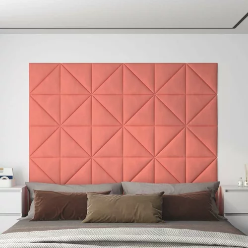  Zidne ploče baršunaste 12 kom ružičaste 30x30 cm 0 54 m²
