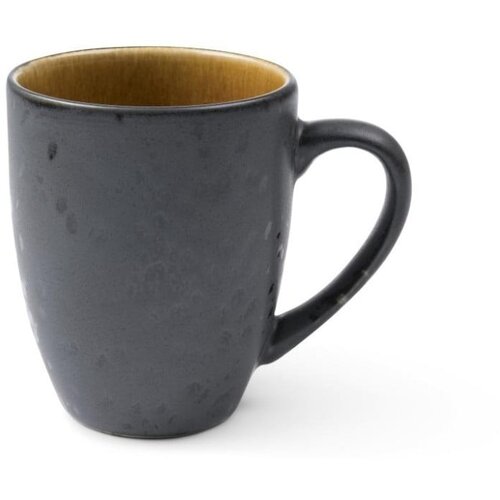 Bitz Črna keramična skodelica z ročajem in notranjo glazuro v oker barvi Mensa, 300 ml Slike