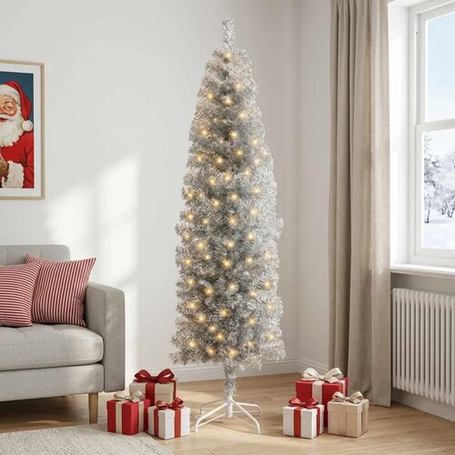  Umjetno vitko božićno drvce 180 cm 300 LED lampica Topla bijela - 180 cm s LED svjetlima Slike