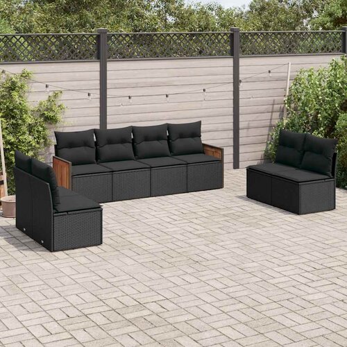  8-dijelni set vrtnih sofa od poliratana s jastucima crni Cijene