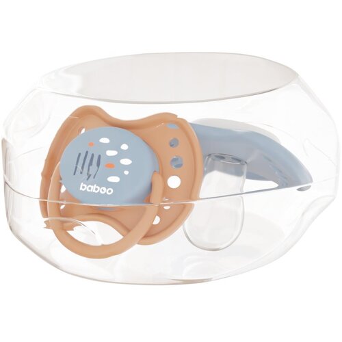 Baboo Soothers Silicone Symmetrical with Case duda Blue Haze 6-12 m 2 kos Slike