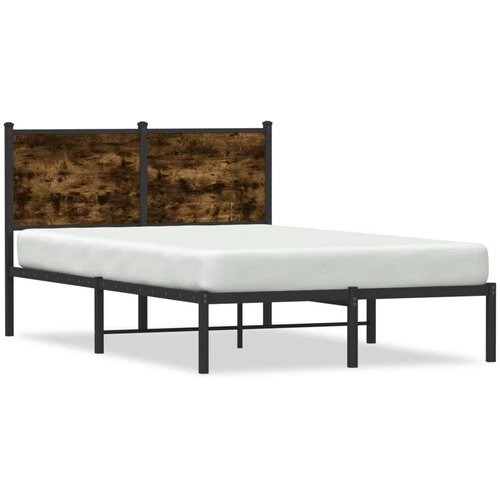 VidaXL Metalni okvir kreveta s uzglavljem boja hrasta 120 x 200 cm Slike