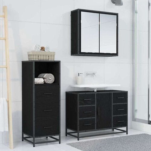 VidaXL set namje&amp;scaron;taja za kupaonicu 3 pcs crni hrast 80 x 33 x 60 cm Slike