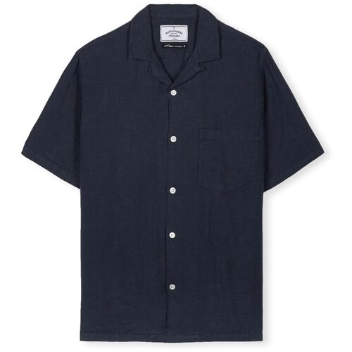 Portuguese Flannel Srajce z dolgimi rokavi Linen Camp Collar Shirt - Navy Modra Cene
