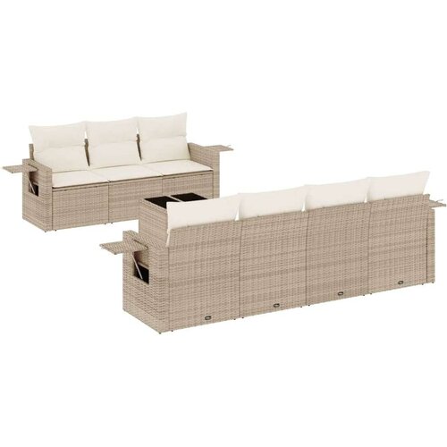 VidaXL 8-dijelni set vrtnih sofa od poliratana s jastucima bež Slike