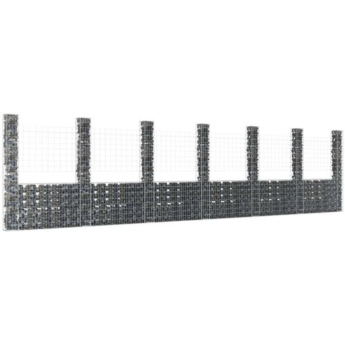 vidaXL Gabion ko&scaron;ara U-oblike s 7 stebri železo 740x20x200 cm Cene