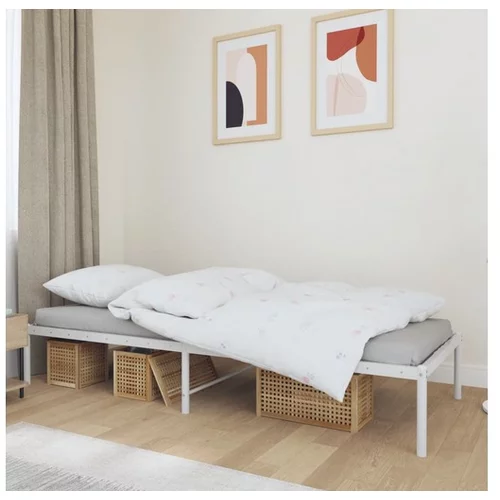  Kovinski posteljni okvir bel 75x190 cm