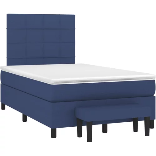 vidaXL Box spring postelja z vzmetnico modra 120x190 cm blago, (21111961)
