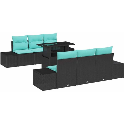 vidaXL Vrtna sedežna garnitura 7 pcs Črna in turkizna 100 x 55 x 73 cm, (5000020277) Cene