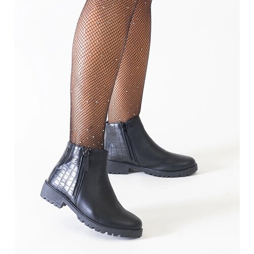 Gemre Black ankle boots with crocodile skin motif eco-leather Mifsada Cene