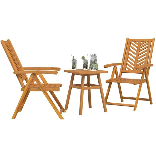  Vrtni set za objed 3 kom. Smeđa Čvrsto drvo akacije 150 x 90 x 60 cm Slike