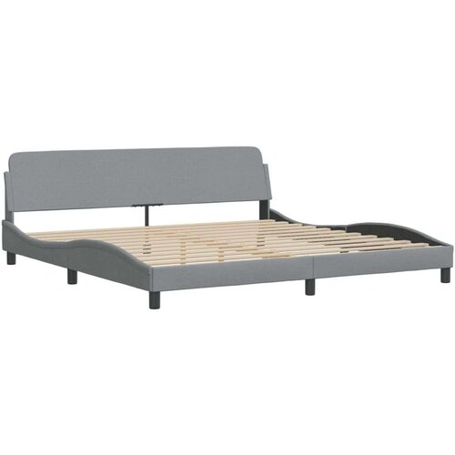  Okvir kreveta s LED svjetlima svjetlosivi 200x200 cm od tkanine Slike