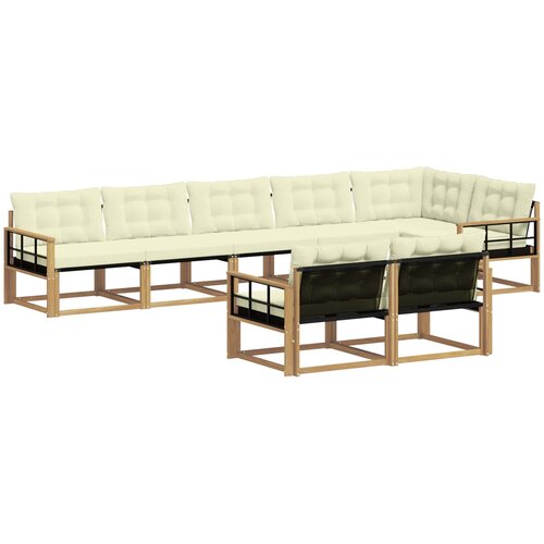  Set vanjskih sofa 8 kom. Bijela i krem Smeđa 406 x 168,5 x 73 cm Slike
