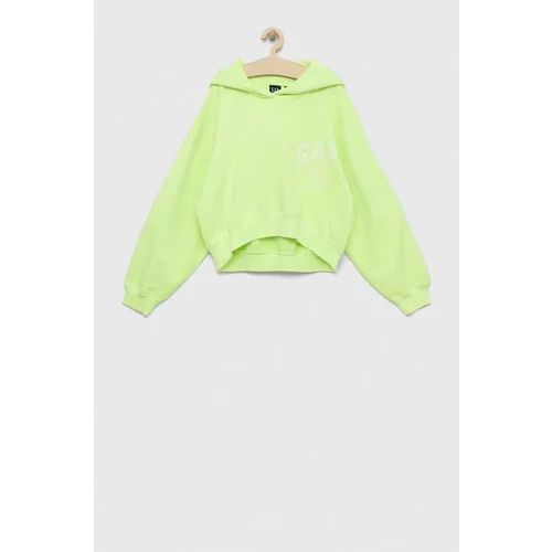 GAP Otroški pulover zelena barva, s kapuco