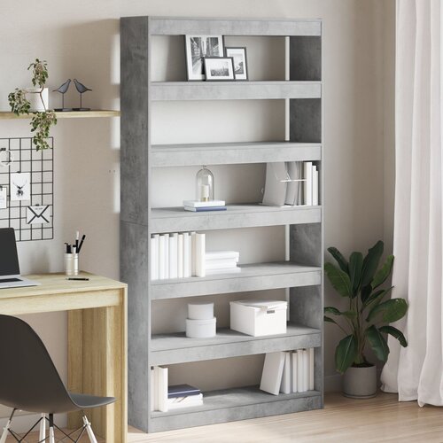 VidaXL Knjižna polica Siva Inženirski les 100 x 30 x 198 cm Slike