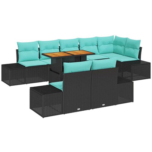 vidaXL Vrtna sedežna garnitura s shranjevanjem 9 pcs Črna Poly ratan, (5000144687) Cene