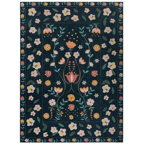 Flair Rugs tamnoplavi dvoslojni tepih Nordic Floral, 170 x 240 cm