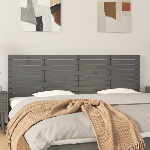 vidaXL Zidno uzglavlje sivo 206x3x63 cm od masivne borovine Cijene