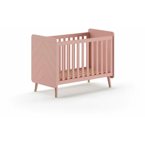 Vipack Rožnata otroška posteljica iz masivnega bora 60x120 cm BILLY –
