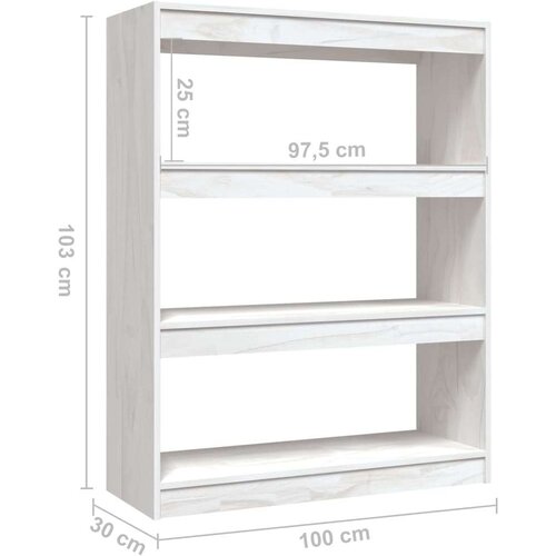 vidaXL knjižna omara za razdelitev prostora bela 100x30x103 cm Cene