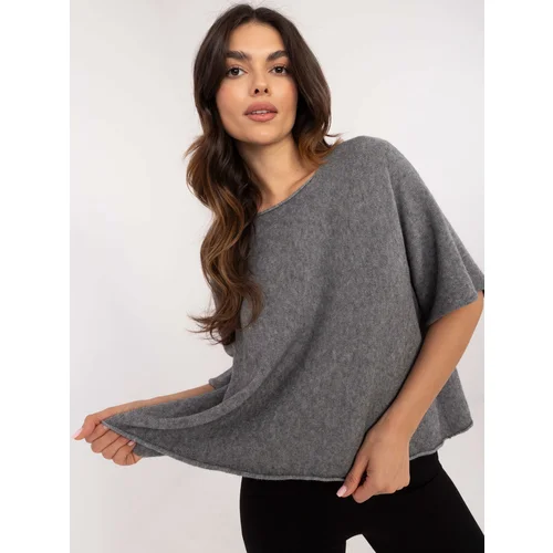 Fashionhunters Dark grey basic sweater of oversize cut