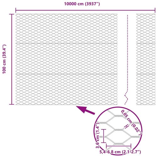 vidaXL Šesterokotni Ograja 1x100 m Pocinkano Jeklo Cene