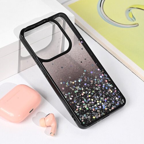 FRAME Maska za Xiaomi Redmi Note 14 5G Glitter, Crna Slike