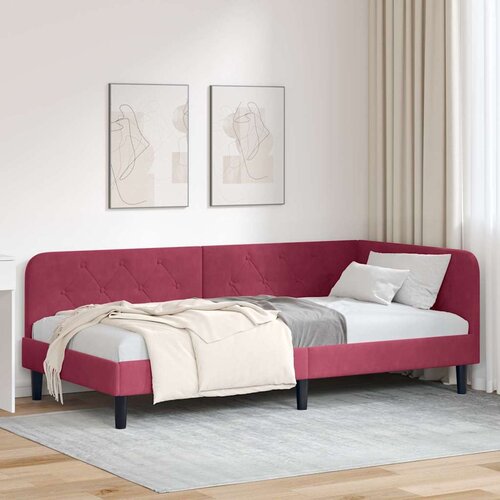 vidaXL Kutni okvir kreveta Vinska crvena 90 x 200 cm Bar&scaron;un Cijene
