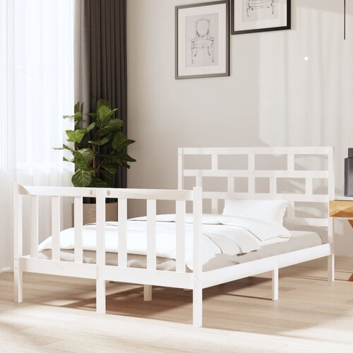 The Living Store Posteljni okvir bel iz borovine 140x190 cm - Posteljni Okvir, (21526713) Slike