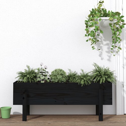  Povi&amp;scaron;ena vrtna gredica crna 101 x 30 x 38 cm masivna borovina Slike